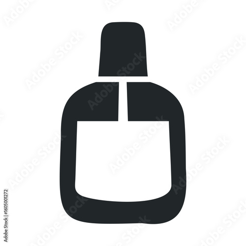 Black and white minimalist mouthwash bottle icon on white background
