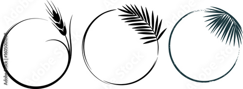 Wheat and Palm Leaf Circle Frames