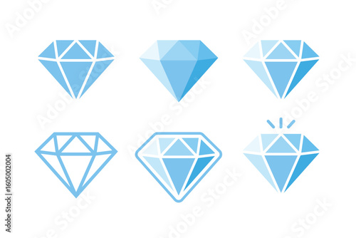 Blue Diamond Icons Set