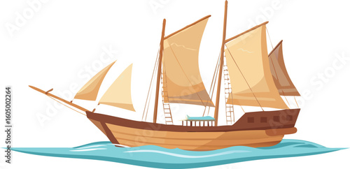 sailing ship isolated on white model