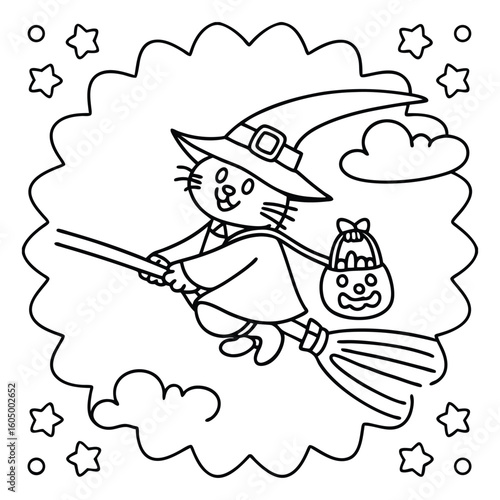 Spooky Pals – Cute and Easy Halloween Coloring Pages for Kids and Adults | Fun Bold Line Halloween Clipart | Ghost, Pumpkin, Witch, Bat Illustrations in Vector and Printable Format