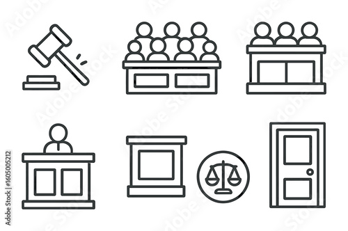 Courtroom Icon Set