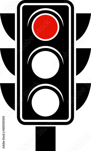 Red light traffic signal icon. Traffic light signal icon isolated on transparent background. Symbol of road traffic or driving rules. Transport or traffic regulation sign. Vector illustration.