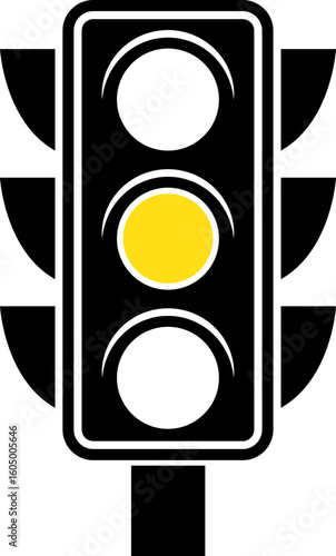 Yellow light traffic signal icon. Traffic light signal icon isolated on transparent background. Symbol of road traffic or driving rules. Transport or traffic regulation sign. Vector illustration.