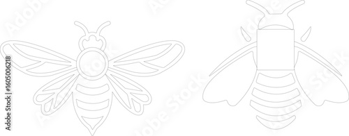 Art & IllustBee icon set.Honey bee icon vector silhouette illustration isolated on white background.Whimsical bee icons set.Set of cute bee illustration designs.set of party.Linear style nature,ration