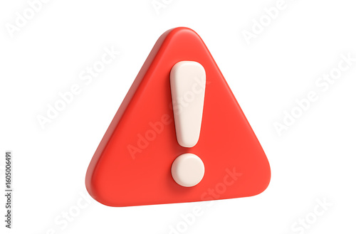 red exclamation mark isolated,
Glossy 3D Red Warning Sign  Minimalist Hazard Icon
