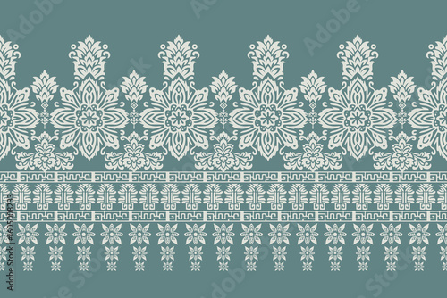 Motifs Ikat floral paisley embroidery background.geometric ethnic oriental pattern traditional.Aztec-style abstract. design for texture, fabric, clothing, wrapping, decoration