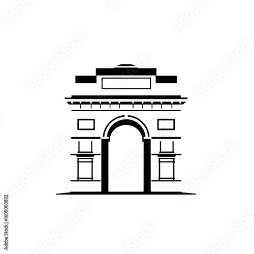 flat outline of india gate isolated on white background for vector design