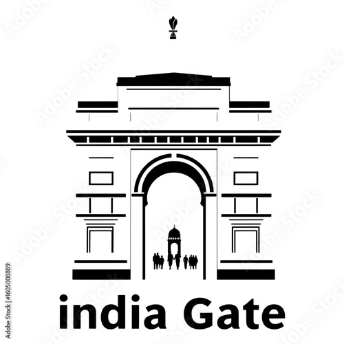 minimal india gate silhouette with bold text and crowd for patriotic celebration