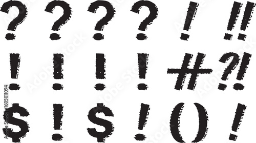 Black grunge punctuation symbols question mark exclamation mark