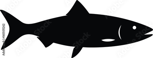 Silhouette ocean herring fish side view vector illustration
