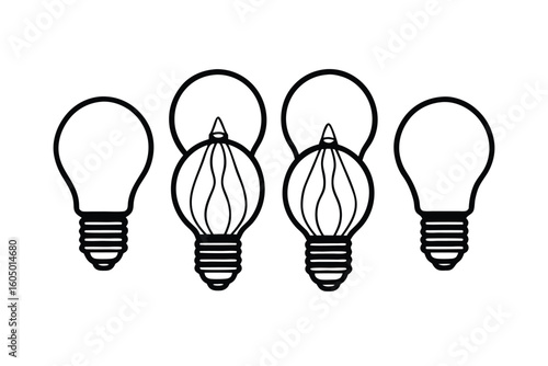 Realistic 3d Glowing Lightbulbs Vector Image