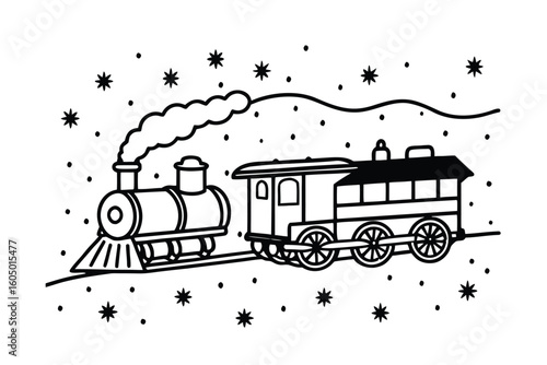 Polar Express Train In Snowstorm