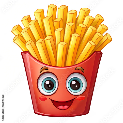 	Cartoon French fries box isolated on transparent background