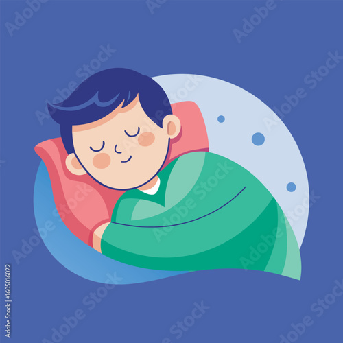 boy sleeping on the moon