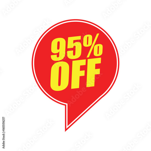 95% Off Red Badge– 95% Discount Sticker for Sales, Offers, and Promotions