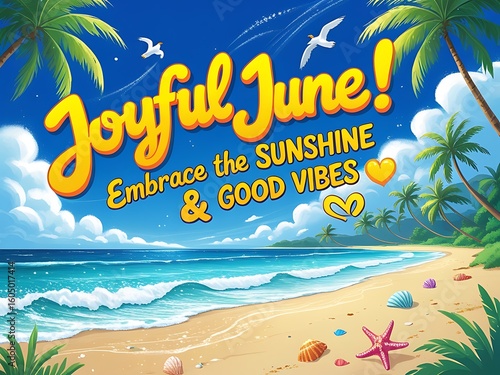 Joyful June Beach Summer Vacation.