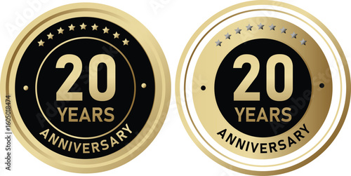 20 Years Anniversary Label Icons for Long-Term Business Recognition
