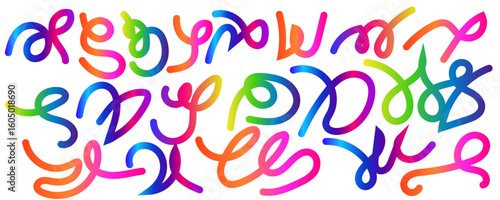 Abstract Ribbon Illustration. Color Swirl Lines with Rainbow Gradient. Vector Wave Shapes for Celebration, Parties and Carnivals Design.