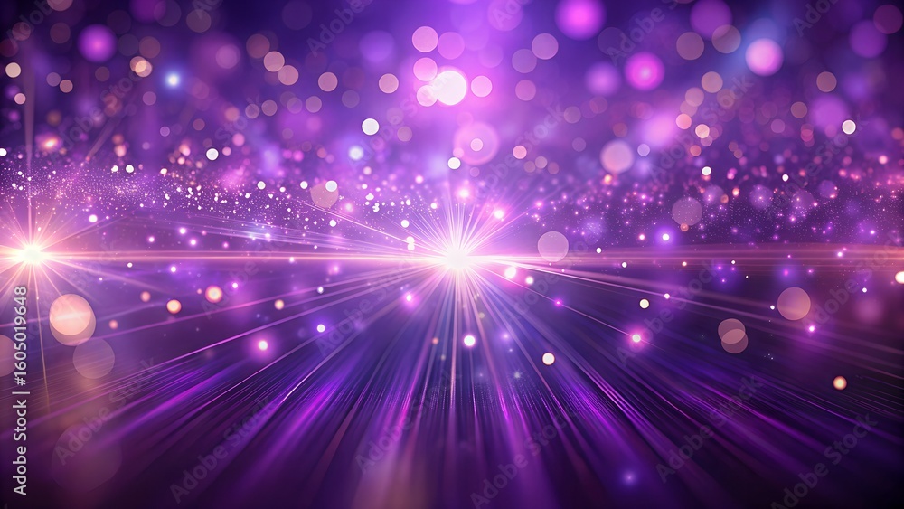 Fototapeta premium A vibrant abstract background featuring purple lights and bokeh effects creating a sparkling and magical atmosphere with radiant illumination