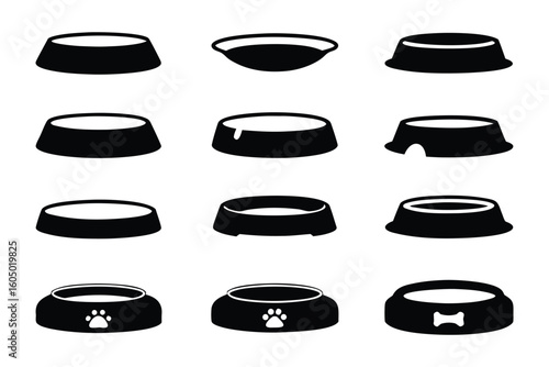 Collection of black bear silhouettes showcasing various poses and activities in a grid layout