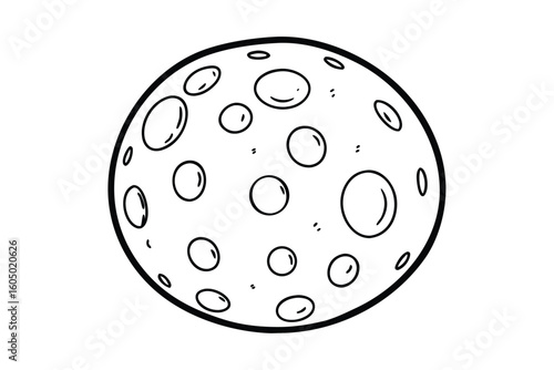 Moon With Craters In Single Stroke