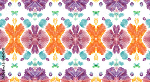ikat tribal boho tie die colors flower seamless wallpaper. Motif ethnic handmade beautiful Ikat art. Ethnic abstract floral pink background art. 