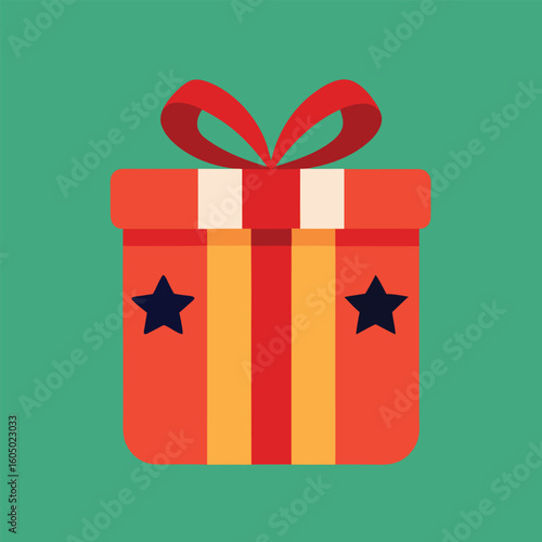 A vibrant vector illustration of a festive gift box with a bow and ribbon, perfect for any holiday, birthday, or celebration design