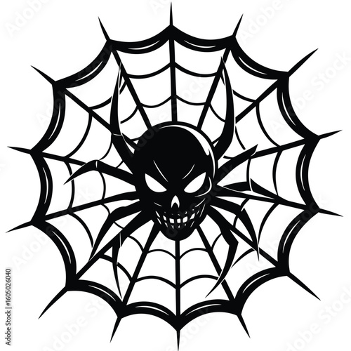 Scary skull spider web halloween spiderweb