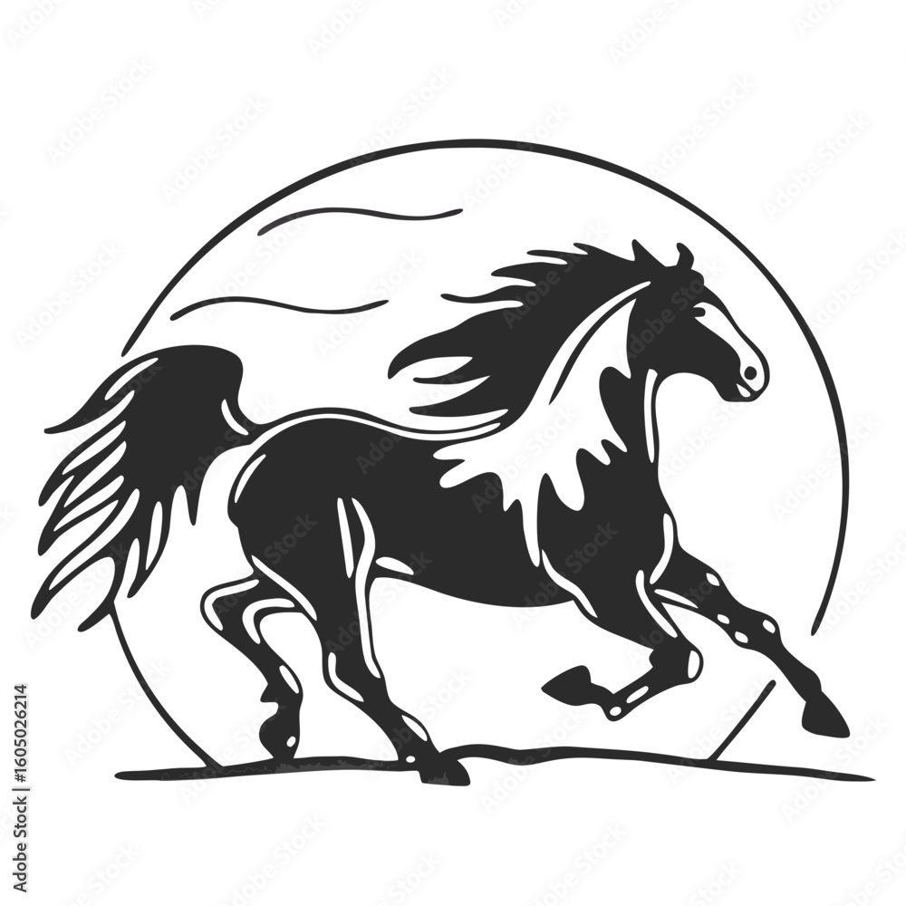 Fototapeta premium Black Galloping Horse Icon Design