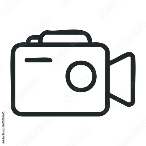 Vintage video camera icon with outline style for multimedia and technology design. Vector illustration