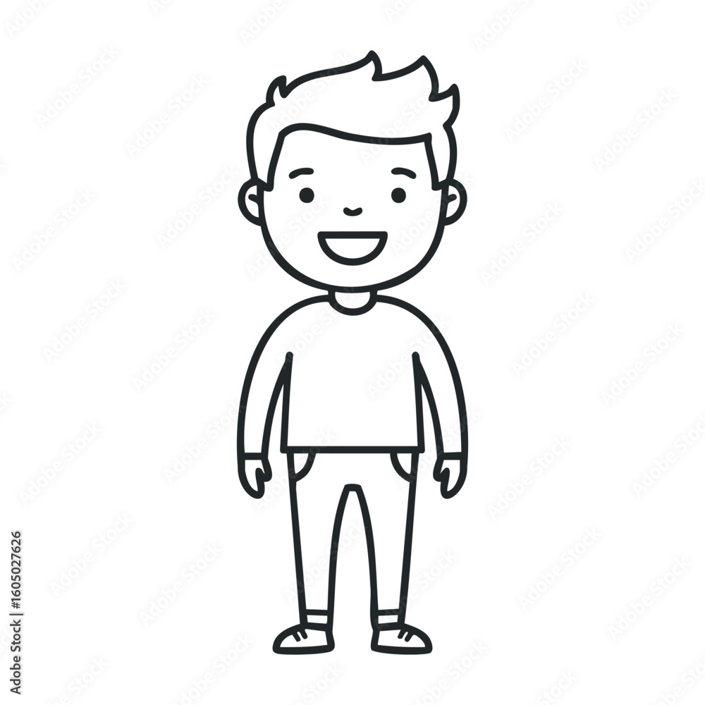 Smiling caucasian young male cartoon character in casual outfit. Vector illustration Smiling caucasian young male cartoon character in casual outfit. Vector illustration