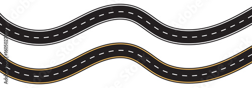 Set of Wavy Road top view Wavy Road with winding curves and horizontal path. Top view of racetrack and highway. Flat vector illustration vector highway Road sign.