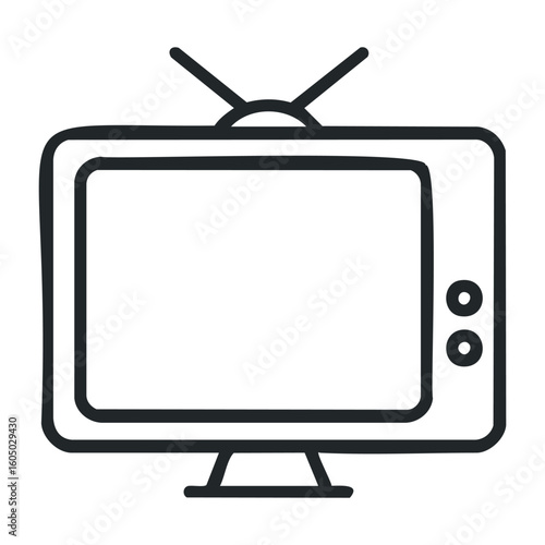 Vintage television set with antennas and knobs. Vector illustration