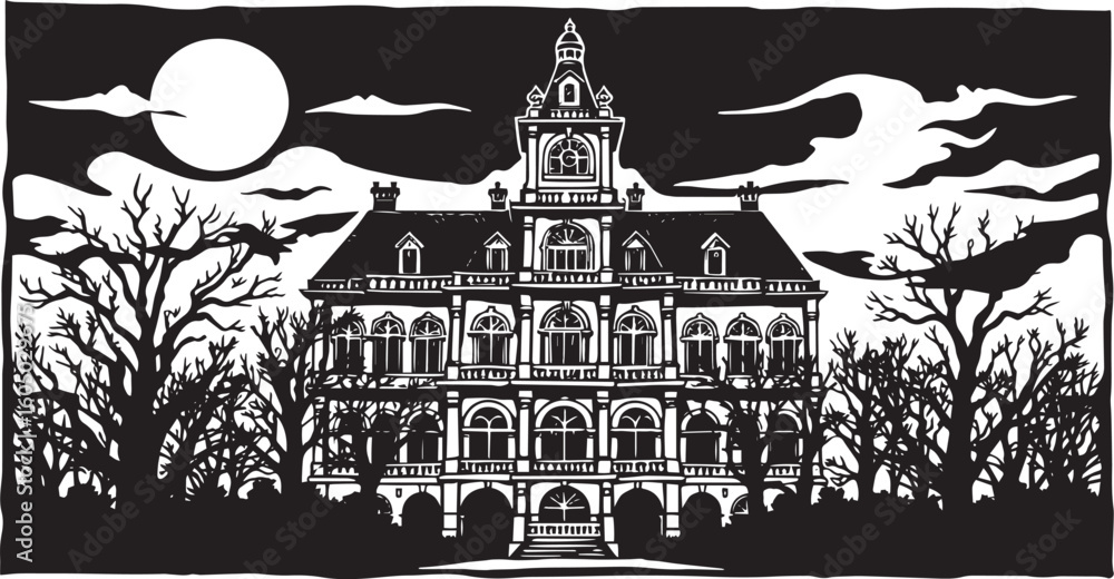 Obraz premium Drawing of a historic building with classical architecture, isolated on a white background. Classical architecture vector.