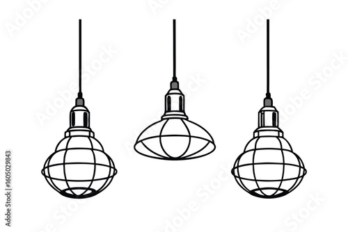 Hanging Industrial Pendant Lights Vector
