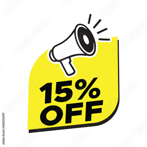 15% Off Red Badge – 15% Discount Sticker for Sales, Offers, and Promotions