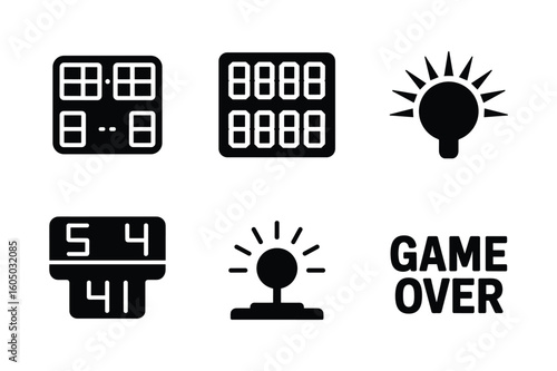 Scoreboard timer light bulb and game over text digital display