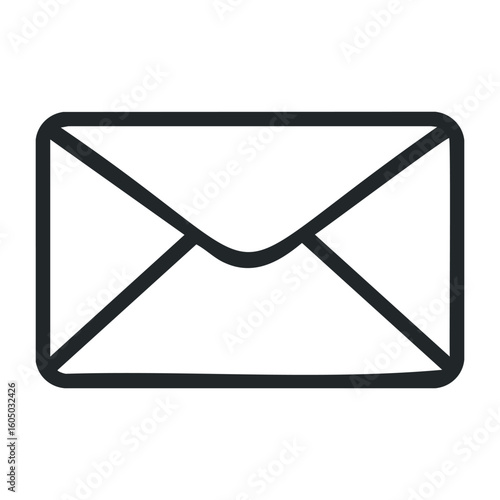 Simple black and white envelope icon displayed against a plain background. Vector illustration