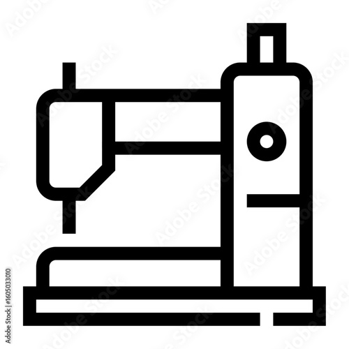 Icono de industria textil. Máquina de coser.  Confección industrial y manufactura. Ilustración vectorial. 