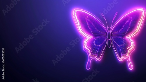 Neon butterfly graphic on dark background
