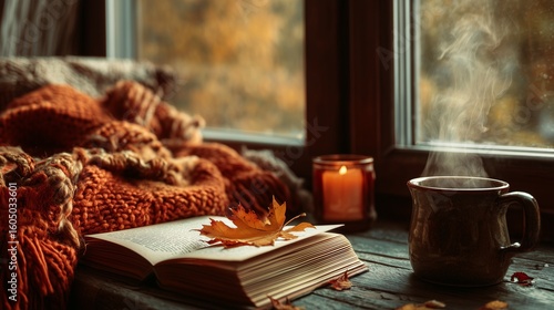 Cozy Autumn Vibes: Knitted Blanket in Warm Fall Tones