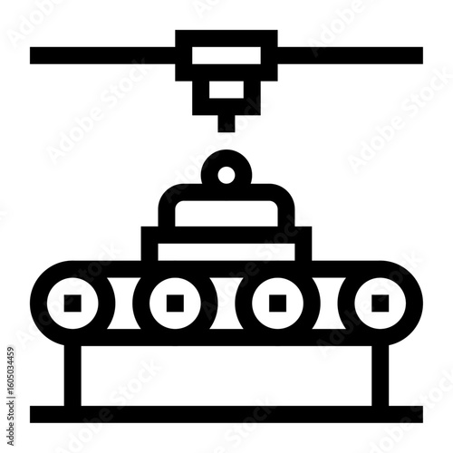 Icono de procesamiento de alimentos. Máquina procesadora con comida saliendo. Industria alimentaria. Ilustración vectorial 