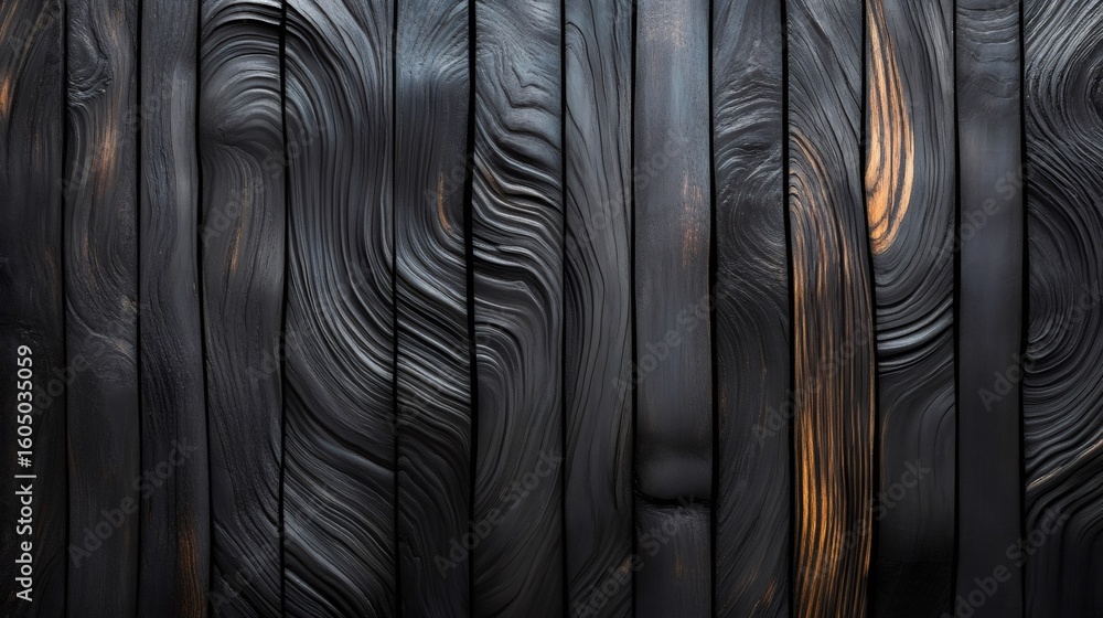 Fototapeta premium Shou sugi ban wood planks creating a stunning textured background