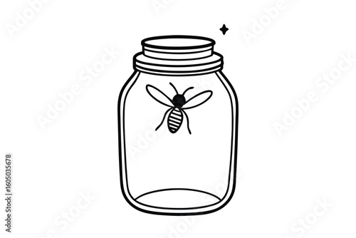 Firefly Jar Glowing Lamp Cartoon Vector