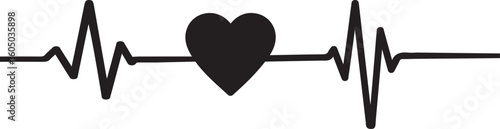 Heartbeat silhouette, heart and heartbeat silhouette vector, heart beat line icon, continuous lines heart beats drawing silhouette vector illustration