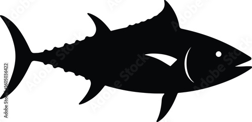 Silhouette tuna fish ocean animal black design vector illustration