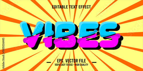 vibes, happy and funny text effect with editable text