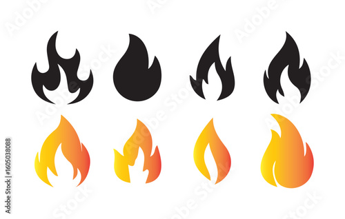  Gradient Fire Icons Set. Vector Illustration eps 10