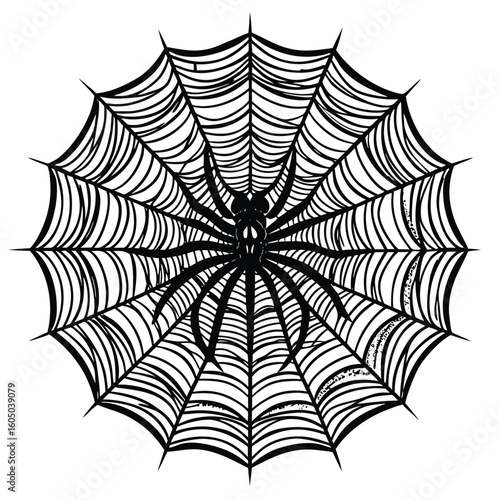 Black spider web with arachnid spiderweb creepy